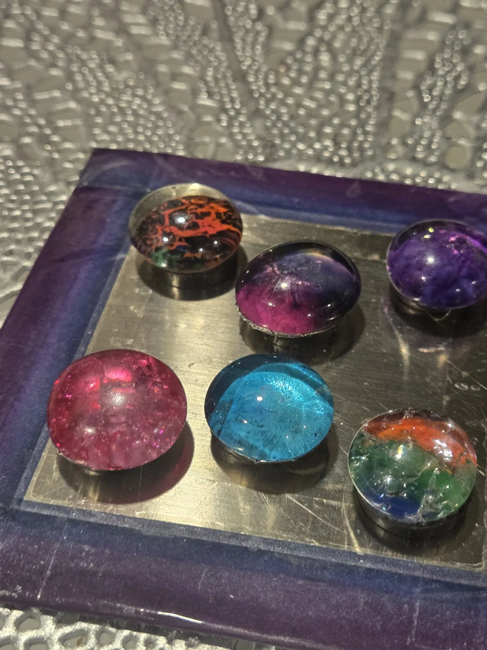 Handmade Colorful Glass Magnets- Set Of 6